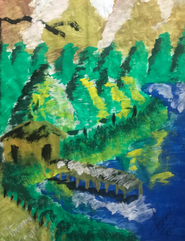 Painting titled "Laguna" by Thommy, Original Artwork, Tempera