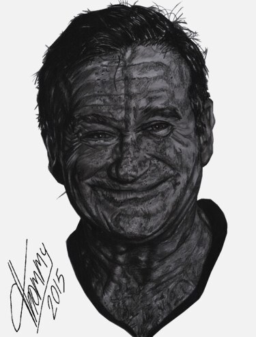 Dibujo titulada "Robin Williams" por Thommy, Obra de arte original, Grafito