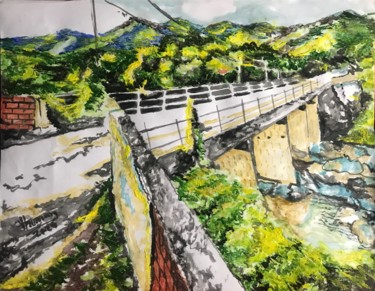 Painting titled "Puente de Teupasenti" by Thommy, Original Artwork, Watercolor