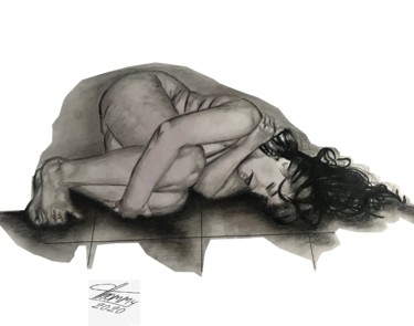 Dibujo titulada "Desnudo Nict" por Thommy, Obra de arte original, Grafito