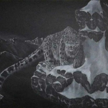 Картина под названием "Ирбис" - Дима Киске, Подлинное произведение искусства, Карандаш