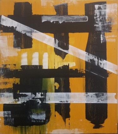Peinture intitulée "portail jaune" par Thot, Œuvre d'art originale, Acrylique