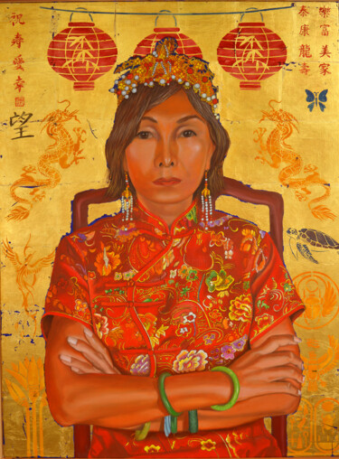 Malerei mit dem Titel "Made in China" von Thu Nguyen, Original-Kunstwerk, Öl