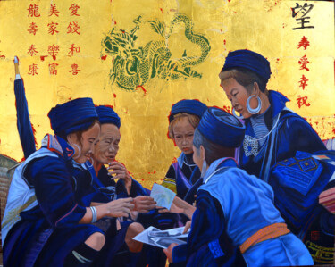 Pittura intitolato "The Meet Market" da Thu Nguyen, Opera d'arte originale, Olio