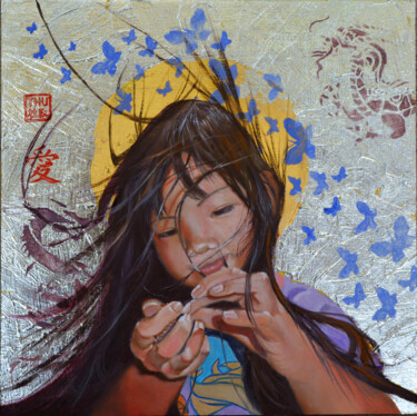 Schilderij getiteld "A discovery" door Thu Nguyen, Origineel Kunstwerk, Olie