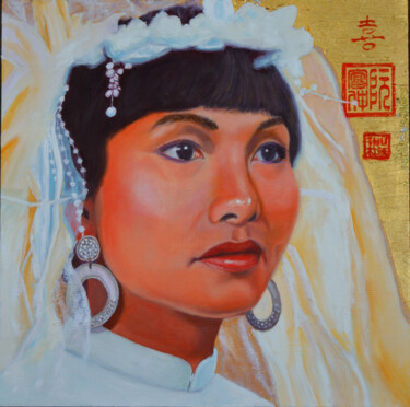 Malarstwo zatytułowany „A Vietnamese Bride/…” autorstwa Thu Nguyen, Oryginalna praca, Olej