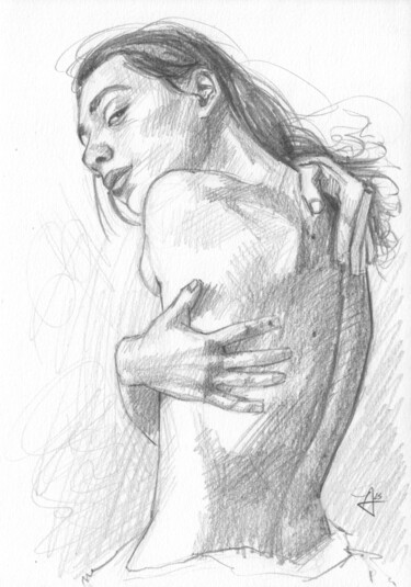Рисунок под названием "Female Nude Sketch…" - Anita Mihalyi (Thubakabra), Подлинное произведение искусства, Графит