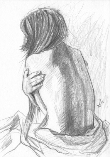 图画 标题为“Female Nude Sketch…” 由Anita Mihalyi (Thubakabra), 原创艺术品, 石墨