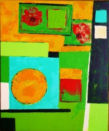 Painting titled "variations en vert" by Thyga, Original Artwork