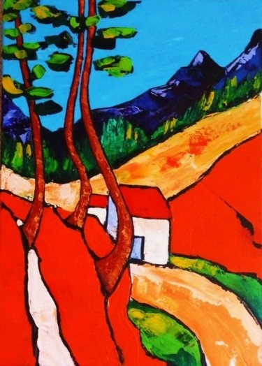 Peinture intitulée "les trois pins" par Thyga, Œuvre d'art originale