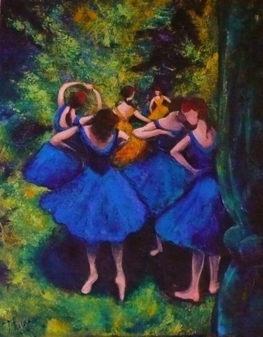Peinture intitulée "danseuses bleues" par Thyga, Œuvre d'art originale