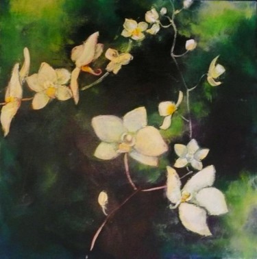 Peinture intitulée "orchidées blanches" par Thyga, Œuvre d'art originale