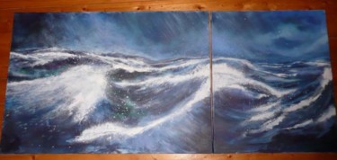 Pittura intitolato "dyptique ocean" da Thyga, Opera d'arte originale
