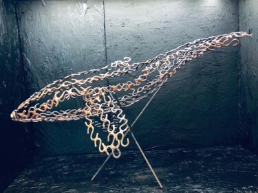 Escultura titulada "Baleine S-pérance" por Ti'Ou, Obra de arte original, Metales