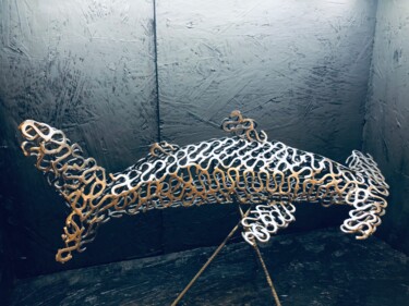 Sculpture titled "Requin Marteau Entr…" by Ti'Ou, Original Artwork, Metals