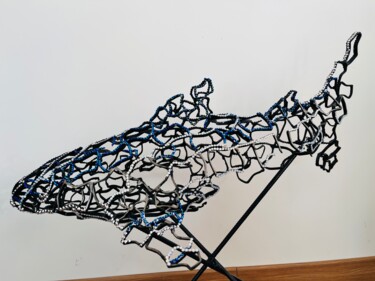 Sculpture intitulée "Crystal Shark" par Ti'Ou, Œuvre d'art originale, Métaux
