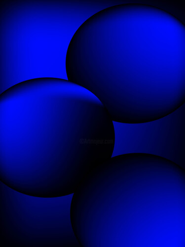 Arts numériques intitulée "Blue Bubbles" par Tiago De Paula, Œuvre d'art originale, Peinture numérique