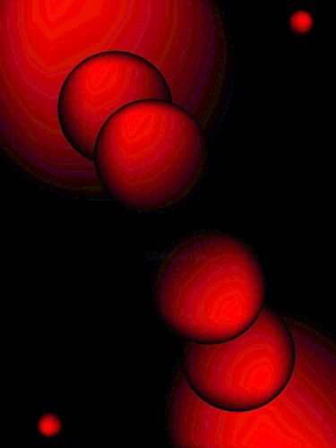 Digitale Kunst getiteld "Red Bubbles" door Tiago De Paula, Origineel Kunstwerk, 2D Digital Work