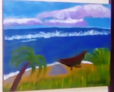 Painting titled "Barco na Ilha" by Tiago Lacerda (TS Lacerda), Original Artwork, Acrylic