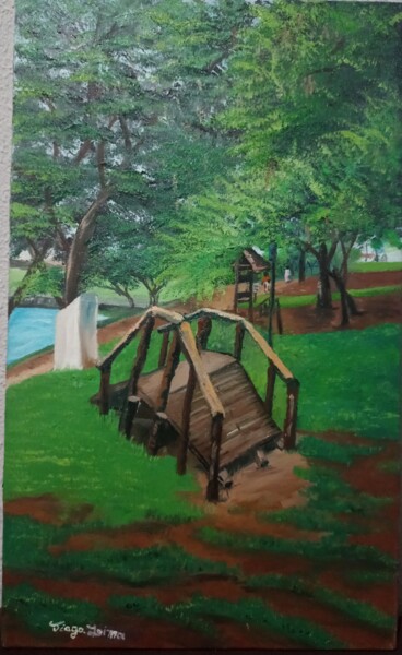 Painting titled "Parque" by Tiago Lima, Original Artwork, Oil