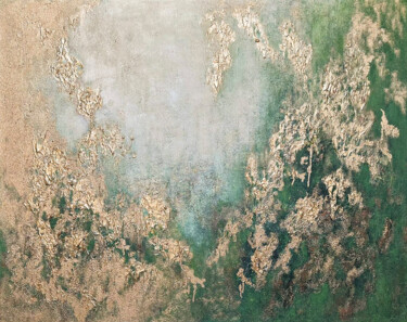 Картина под названием ""EMERALD DREAMS"" - Tiana Karapetian, Подлинное произведение искусства, Акрил Установлен на Деревянна…