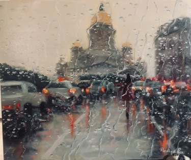 Malerei mit dem Titel "Rainy Peter" von Tatiana Fateeva, Original-Kunstwerk, Öl Auf Keilrahmen aus Holz montiert