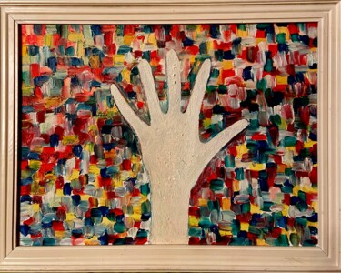 Painting titled "Touch my palm…" by Tatiana Fateeva, Original Artwork, Oil Mounted on Wood Stretcher frame