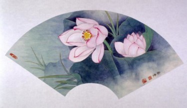 Painting titled "清水芙蓉" by Tian Xi Feng, Original Artwork, Oil