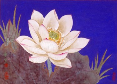 Painting titled "新荷" by Tian Xi Feng, Original Artwork, Oil