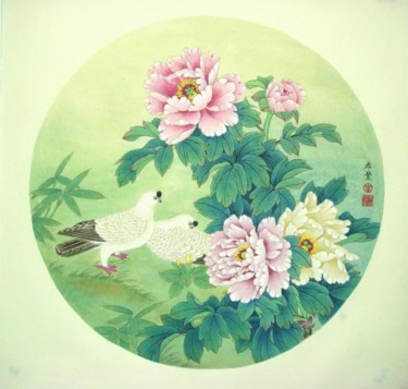 Painting titled "国色春晖" by Tian Xi Feng, Original Artwork, Oil