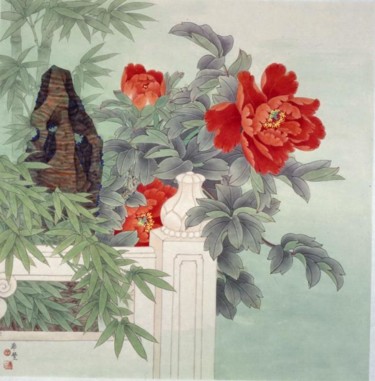 Painting titled "御花园之春" by Tian Xi Feng, Original Artwork, Oil