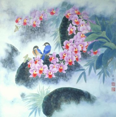 Painting titled "仙境" by Tian Xi Feng, Original Artwork, Oil