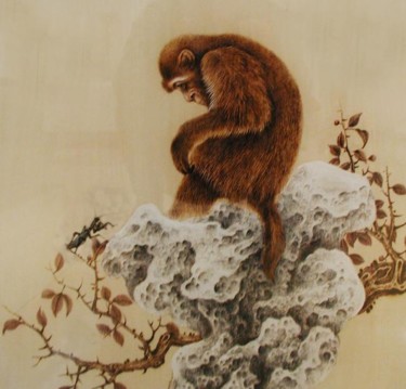 Painting titled "田玉田烙画艺术" by Yu Tian Luo Yi Tang Tian Yu Tian, Original Artwork, Oil