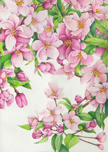 Pittura intitolato "Cherry blossom" da Tanya Azarchik, Opera d'arte originale