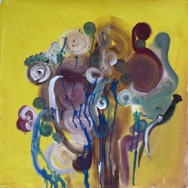 Schilderij getiteld "Abstrakt yellow" door Tiba, Origineel Kunstwerk, Acryl