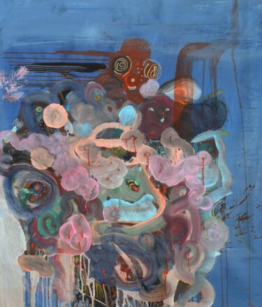 Картина под названием "Abstrakt metallic 1" - Tiba, Подлинное произведение искусства, Акрил