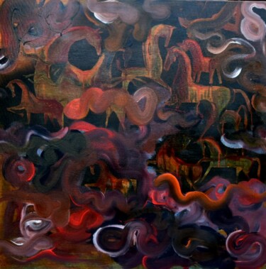 Painting titled "Caballos en el Mar" by Tiba, Original Artwork, Acrylic