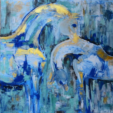 Peinture intitulée "Abstrakte Pferde Ice" par Tiba, Œuvre d'art originale, Acrylique