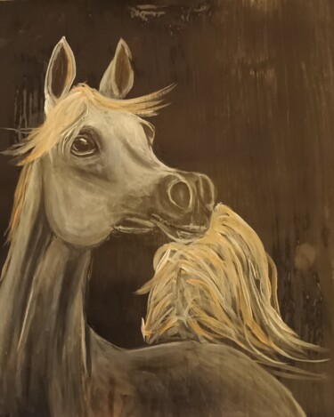 Painting titled "Arabian Horse abstr…" by Tiba, Original Artwork, Acrylic