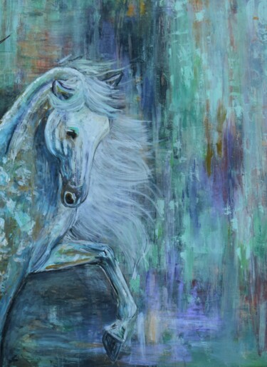 Pintura intitulada "Caballo abstracto m…" por Tiba, Obras de arte originais, Acrílico