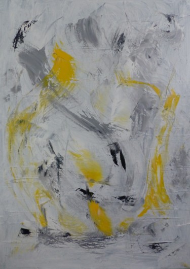 Painting titled "jaune blanc gris 05…" by Bdumont, Original Artwork, Oil