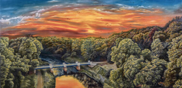 Malerei mit dem Titel "Englische Brücke im…" von Tibor Horvath, Original-Kunstwerk, Öl