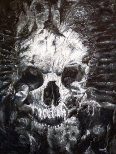 "Abstract Skull" başlıklı Tablo Tibor Horvath tarafından, Orijinal sanat, Petrol
