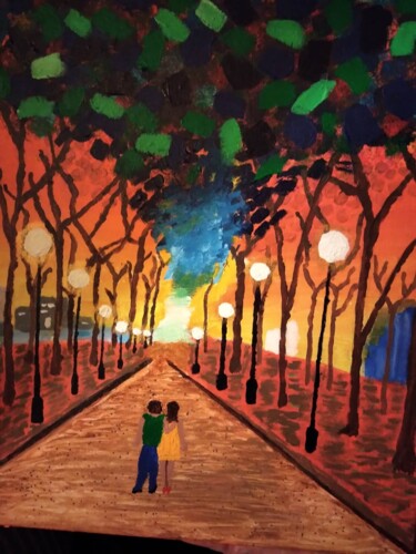 Malerei mit dem Titel "Walk" von Tibor Probst, Original-Kunstwerk, Acryl