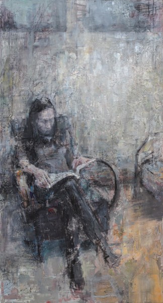 Malerei mit dem Titel "Reading" von Tibor Simon-Mazula, Original-Kunstwerk, Öl