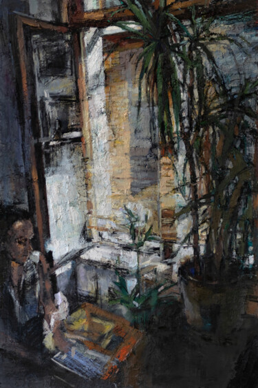 Painting titled "Light in a Window N…" by Tibor Simon-Mazula, Original Artwork, Oil