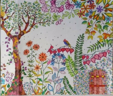 Schilderij getiteld "Jardim da alma" door Ticiana Baratella, Origineel Kunstwerk, Potlood