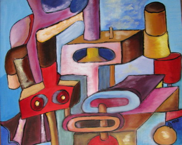 Pintura titulada "Tubulurese" por Patricia Godard, Obra de arte original, Oleo Montado en Bastidor de camilla de madera