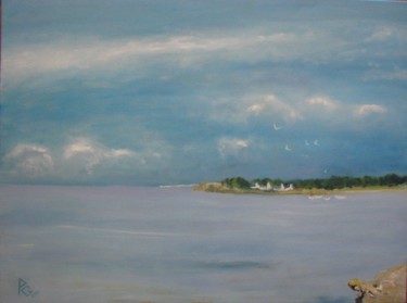 Painting titled "marine-au-rocher-20…" by Patricia Godard, Original Artwork, Oil