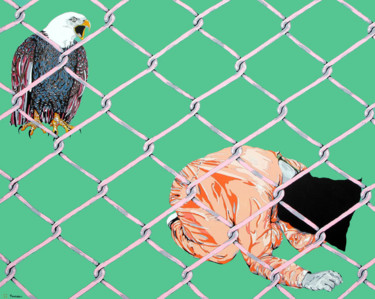 Painting titled "Guantanamo Bay" by Lucian Tidorescu, Original Artwork, Acrylic